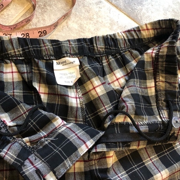 Mimi Maternity plaid straight leg mid rise black white pants trousers … - Picture 4 of 9